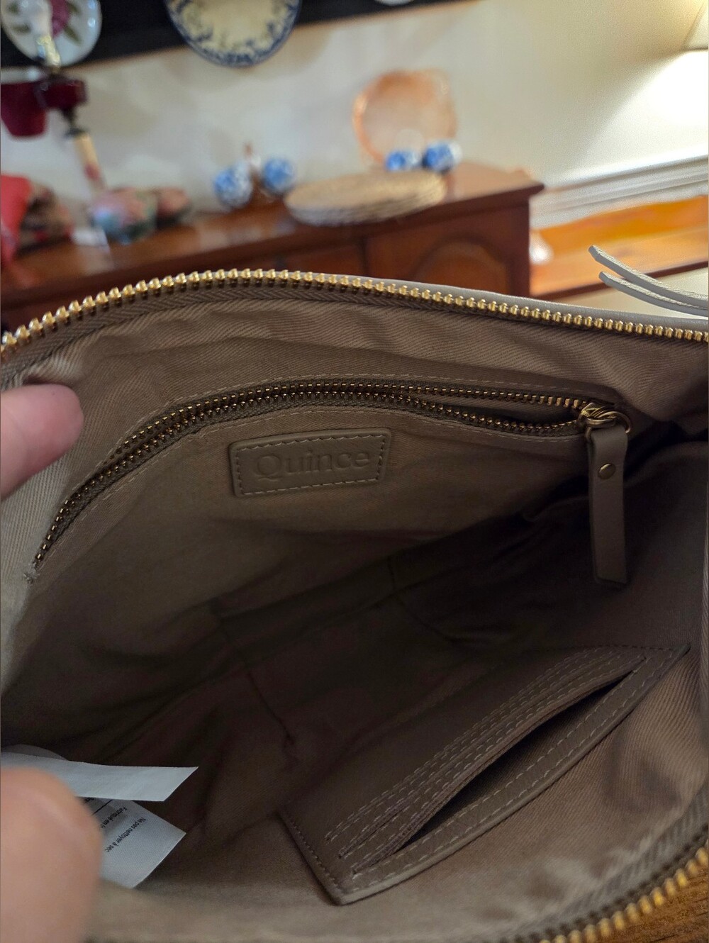 Quince Taupe Woven Leather Crossbody Bag - Picture 4 of 7